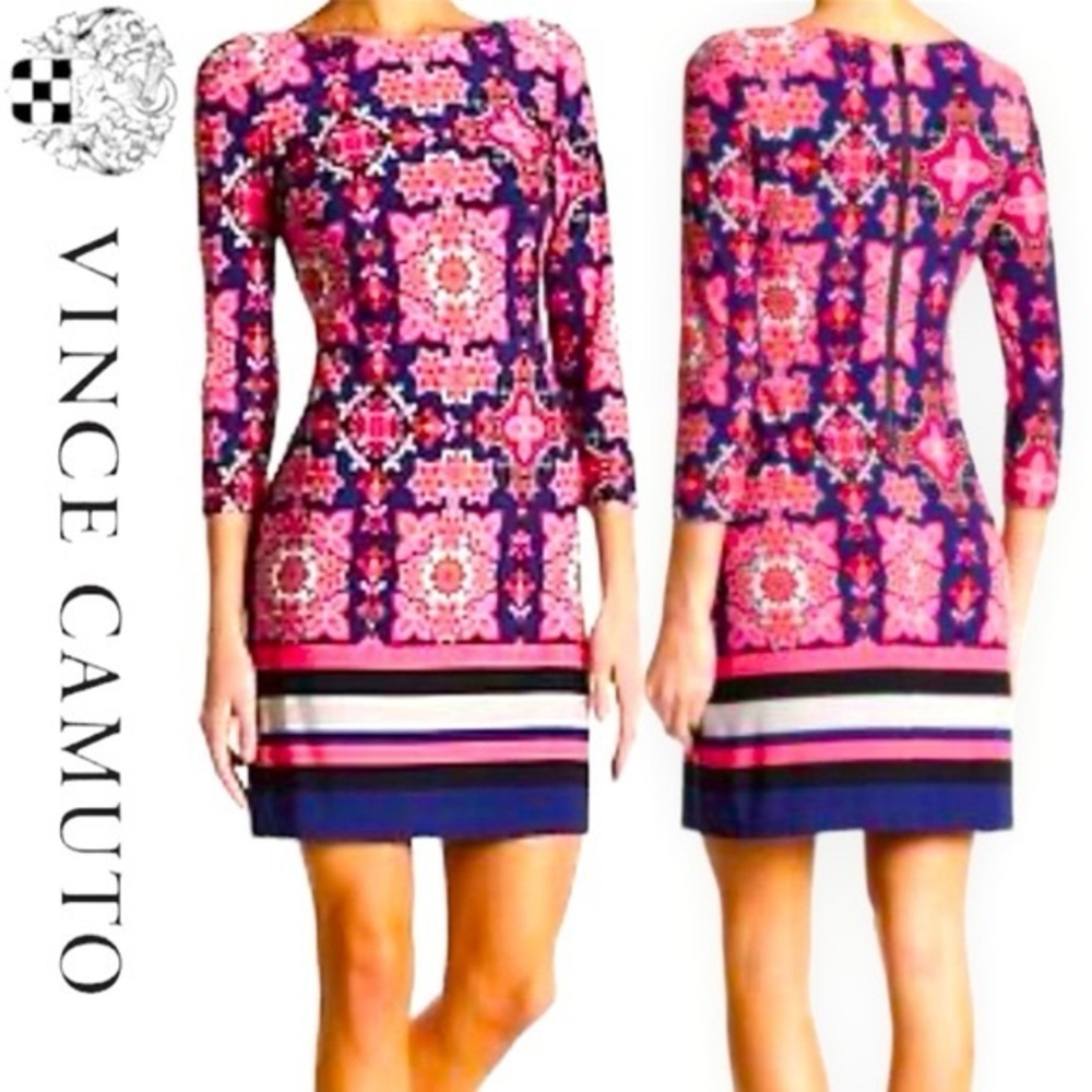 Vince Camuto Vibrant Pink and Navy Dress